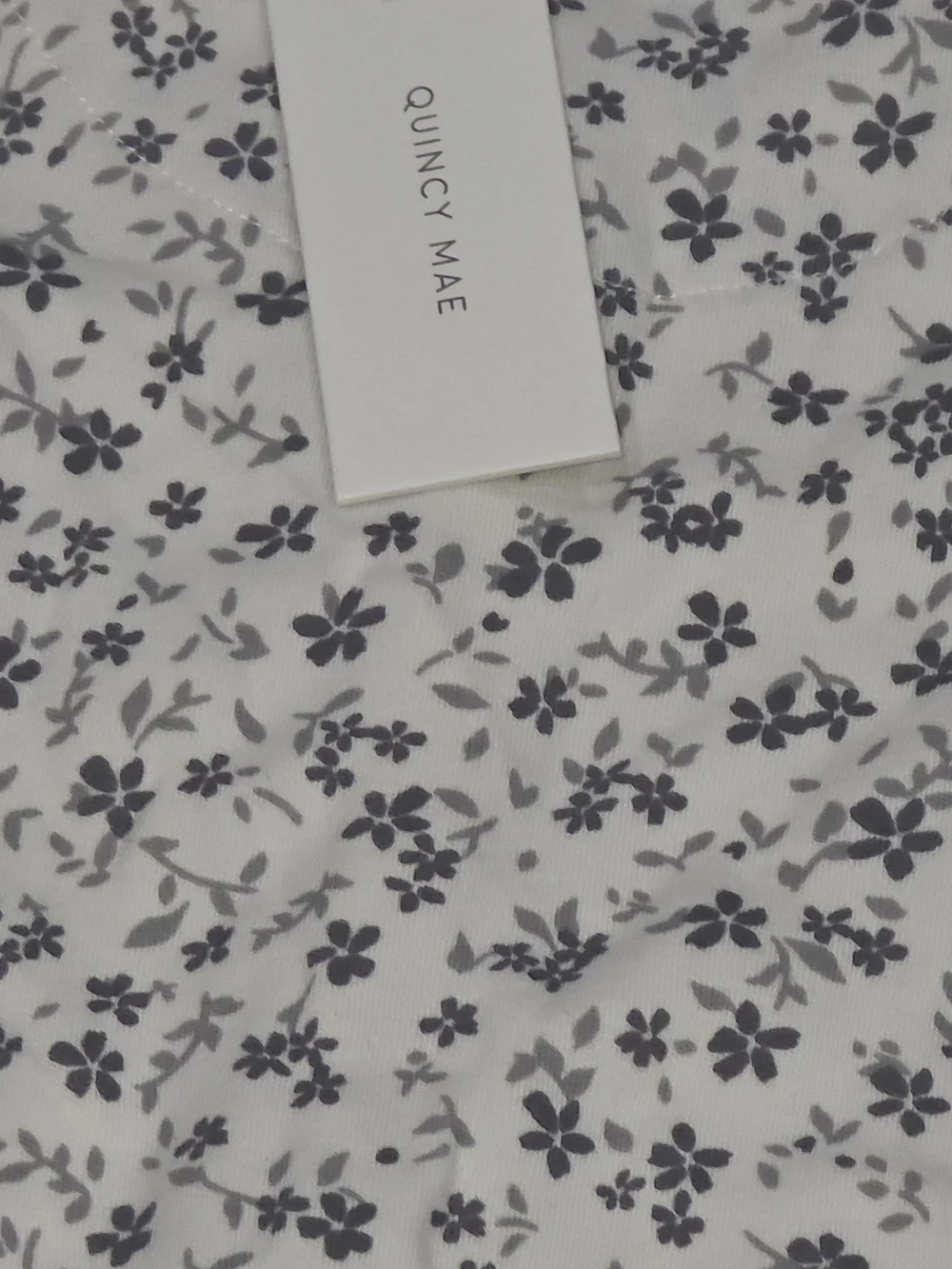 Quincy Mae Cream Footed One-Piece with Gray Floral Print